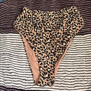 Leopard Print High-Waisted Bikini Bottom